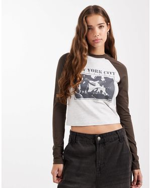 Daisy Street Long Sleeve Raglan Tee - Black