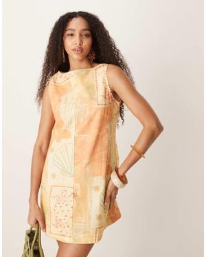 ASOS Slash Neck Mini Shift Dress - Natural