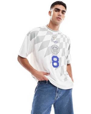 ASOS Camiseta Extragrande Con Estampado Gráfico Deportivo De Tejido Deportivo De -Gris - Blanco