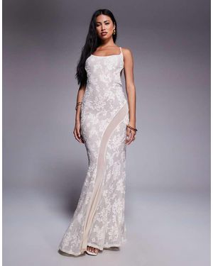 ASOS Lace Maxi Dress With Mesh Insert - Purple