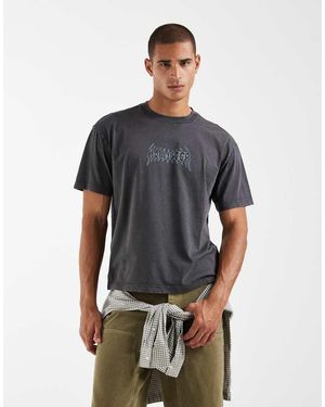 Hollister T-Shirt Color Antracite Con Grafica Sul Retro - Grigio