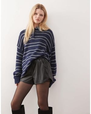 Lioness Rising sun - pull oversize en maille rayée avec col contrastant - /gris - Bleu