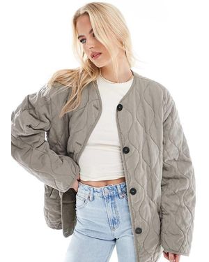 ASOS Chaqueta Guateada Sin Solapas Con Bajo Irregular De Asos Design Tall-Sin Color - Gris