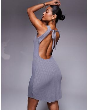 Princess Polly Fine Knit Sleeveless Low Back Mini Dress - Purple