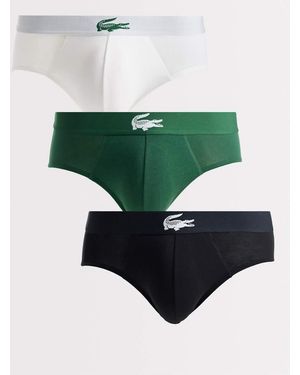 Lacoste Confezione Da 3 Slip Con Logo Coccodrillo Nero/Verde/Bianco