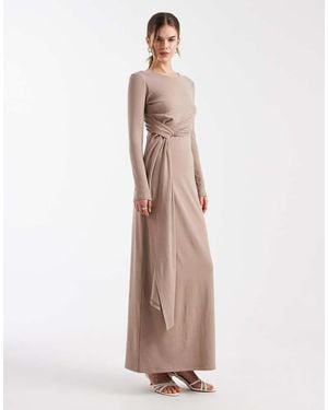 4th & Reckless Soft Touch Twist Front Drape Detail Maxi Dress - Natural