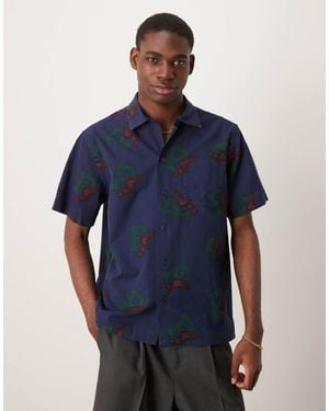 Polo Ralph Lauren Revere Collar Sketched P-wing Toss Print Short Sleeve Lightweight Chino Shirt Classic Fit - Blue
