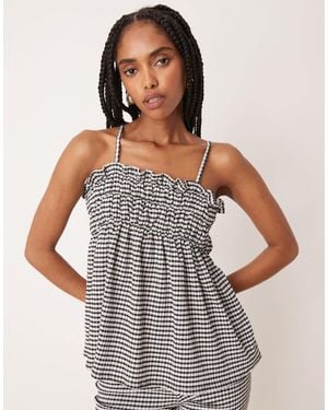 ASOS – camisole-oberteil mit vichy-karos - Grau