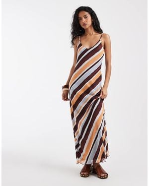 Vero Moda Maxi Cami-Jurk Van Mesh Met Diagonale Strepen - Wit