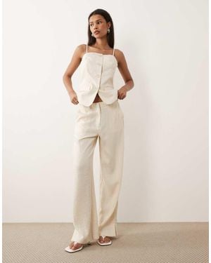 Vila Tailored Wide Leg Trousers Co-ord - Natural