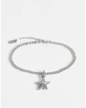 ASOS Waterproof Stainless Steel Star Drop Pendant Chain Bracelet - Metallic