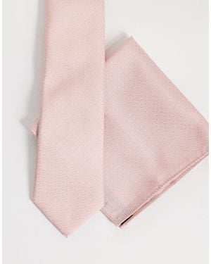 ASOS – strukturierte krawatte und einstecktuch - Pink
