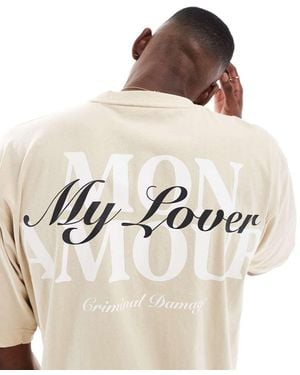 Criminal Damage Amour T-Shirt Stone - Natural