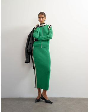 TOPSHOP Knitted Wool Blend Sporty Pencil Contrast Panel Set Skirt - Green