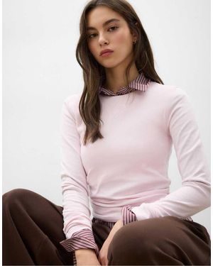 Stradivarius Long Sleeve Basic T-Shirt - Pink