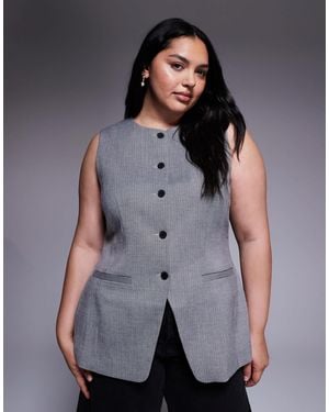 ASOS Curve Tailored High Neck Moulded Hip Waistcoat - Gray