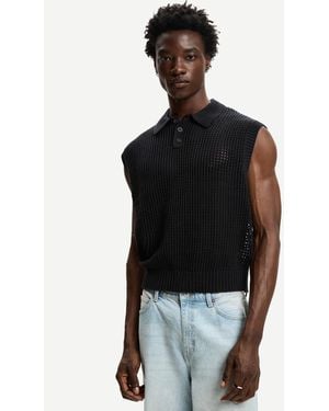 Bershka – netzstoff-trägertop - Schwarz