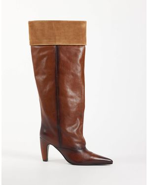 Bronx Low-jadey bottes montantes à talons couleur cognac - Marron