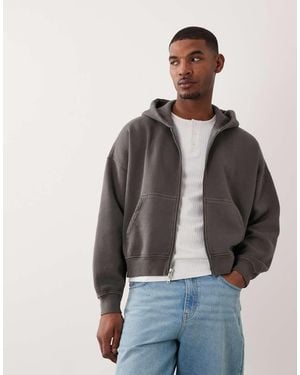 Abercrombie & Fitch Essential Zip Through Hoodie - Grey