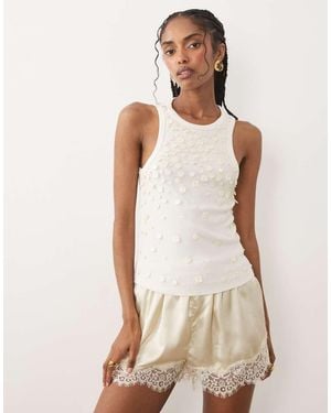 River Island Shell Embellished Tank Top - Natural