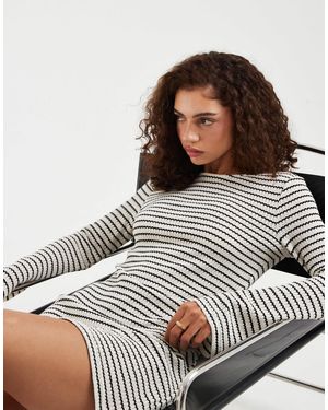 Vero Moda Stretch Crochet Knit Bell Sleeve Mini Dress - Brown