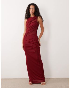 ASOS Mesh Cutaway Column Slinky Maxi Dress - Red