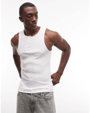 Collusion Ribbed Asymmetric Henley Vest - Gray
