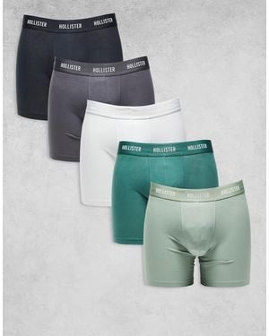Hollister Confezione Da 5 Boxer Aderenti Taglio Lungo Con Fascia - Verde