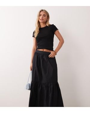 ASOS Asos Design Petite Single Tiered Boho Maxi Skirt - Black