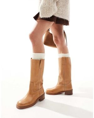 ASOS Cindy Leather Pull On Boot - White