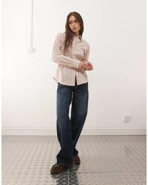 Collusion Shirred Long Sleeve Shirt - Natural
