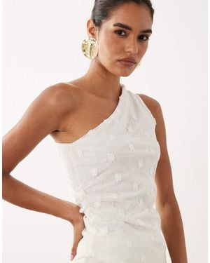 Gina Tricot Top Asimétrico Con Diseño Tridimensional (Parte De Un Conjunto) - Blanco