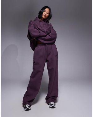 Kaiia Cotton Rich Embroide Logo Wide Leg jogger Co-ord - Purple