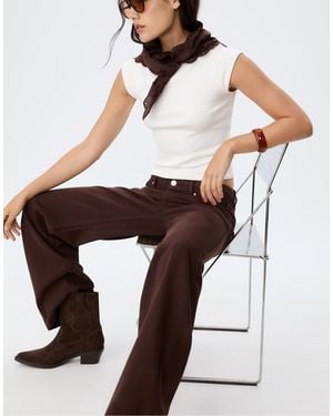 Stradivarius Split Leather Heeled Cowboy Ankle Boots - Brown