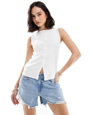 New Look Top Senza Maniche Con Bottoni - Blu