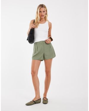 ASOS Pantalón Corto Runner De Efecto Lino En-Verde