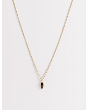 ASOS Waterproof Stainless Steel Oval Stone Pendant Necklace - White