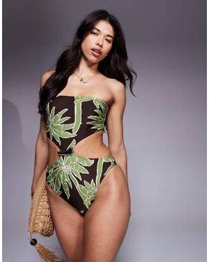 ASOS Vida Bandeau Swimsuit With Hardware - Multicolour