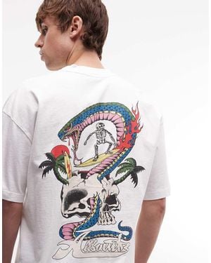 AllSaints Snakepit Graphic Logo T-shirt With Back Print - Grey