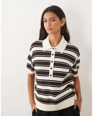ARKET Pure Cotton Boxy Knitted Polo Top - Black
