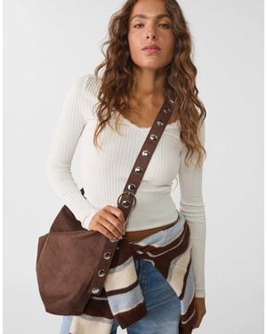 Stradivarius – beuteltasche aus wildlederimitat - Braun