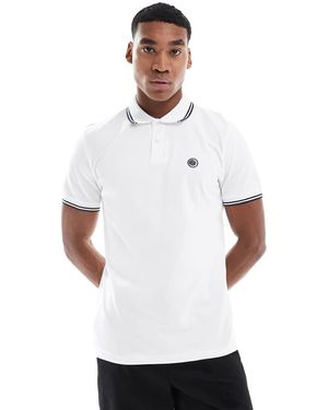 Pretty Green Polo Con Ribetes Y Logo De - Blanco