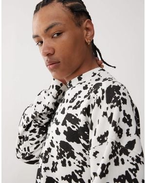 Collusion – kastiges sweatshirt mit kuhprint - Weiß