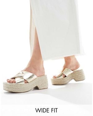 Asos Design Wide Fit Wide Fit Toy Cross Strap Wedges - White