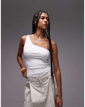 TOPSHOP Premium One Shoulder Top - Grey
