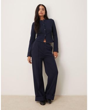 ASOS Interlock Turnback Hem Joggers - Blue