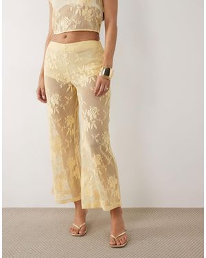 ASOS – schlaghose aus floraler häkelspitze - Natur