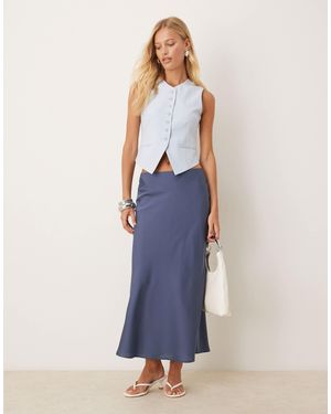 Vila Satin Maxi Skirt - Blue