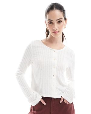 Pieces Pointelle Cardigan - White