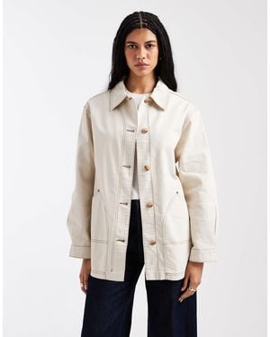 ASOS Oversized Cotton Harrington Jacket - Natural